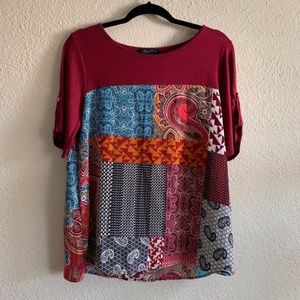 Honey Punch Patterned Top Like New Condition!